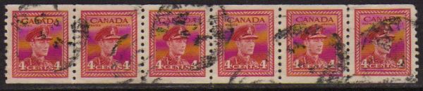 Canada 209a Exército Tipo A dent. 8 Tira de 6 Horizontal U